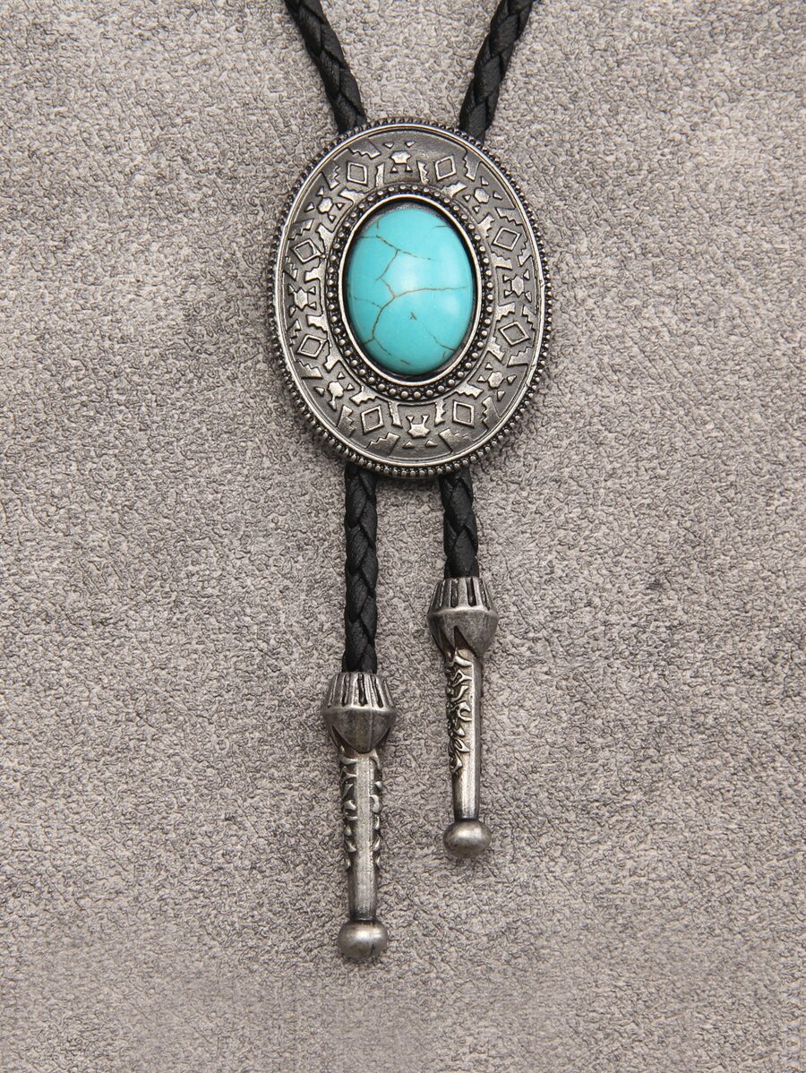 Men's Oval Decor Necklace, For Jewelry Gift And Party - Antique Silver - View 1