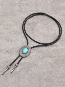 Men's Oval Decor Necklace, For Jewelry Gift And Party - Antique Silver - View 3