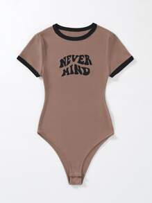 Flirla Body con estampado de slogan ribete en contraste