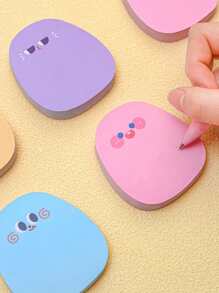 1pc Random Cute Cartoon Color Note,Student Sticky Note Message Paper.Cute Cartoon Emoticon Sticky Notes, Colorful Memo Pad, Student Stationery. - Multicolor - View 3