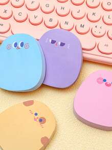 1pc Random Cute Cartoon Color Note,Student Sticky Note Message Paper.Cute Cartoon Emoticon Sticky Notes, Colorful Memo Pad, Student Stationery. - Multicolor - View 4
