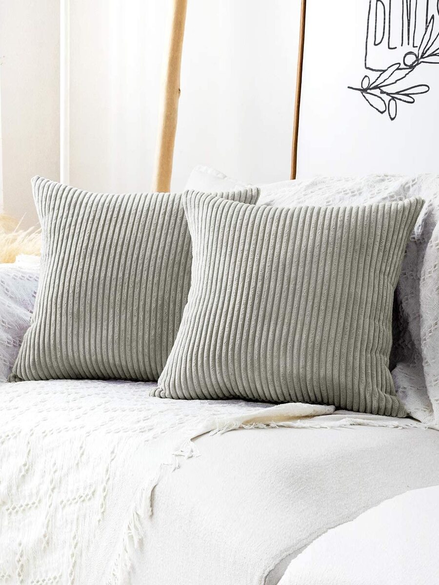 1pc Solid Cushion Cover Without Filler - Light Grey - View 1