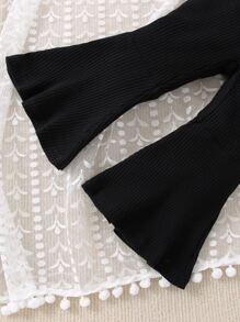 嬰兒幾何印花吊帶上衣和喇叭褲 - 黑色 - 查看 5