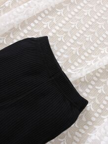 嬰兒幾何印花吊帶上衣和喇叭褲 - 黑色 - 查看 7