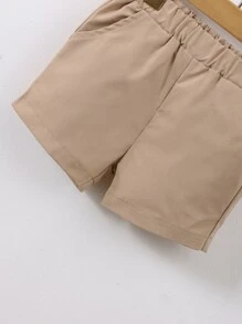 SHEIN Baby Boy Bow Front 2 In 1 Shirt & Shorts - Apricot - View 3