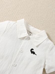 Souflis Souflis 男婴恐龙刺绣衬衫和短裤套装 男婴夏季套装