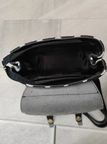 Ba lô Nữ Khóa Hình học Có thể điều chỉnh được Đúng mốt - màu đen - Xem 3