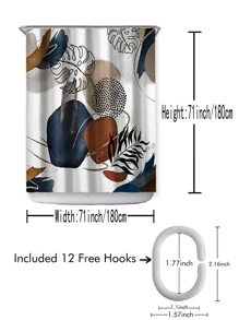 1pc Turtle Leaf Print Waterproof Shower Curtain - Multicolor - View 3