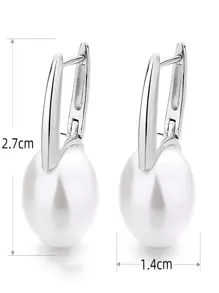 Faux Pearl Decor Earrings - Silver - View 4