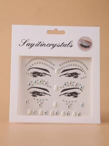 2 hojas Pegatina de tatuaje de ojo con diamante de imitación