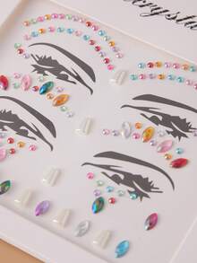 2 hojas Pegatina de tatuaje de ojo con diamante de imitación