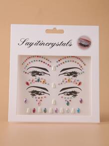 2 hojas Pegatina de tatuaje de ojo con diamante de imitación