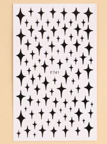 FULL BEAUTY 2 Tấm In Hình Ngôi Sao Móng Tay Nghệ Thuật Miếng Dán Y2K-Phong Cách Móng Tay Nghệ Thuật Đề Can Dán Móng Tay DIY - Đen và trắng - Xem 5