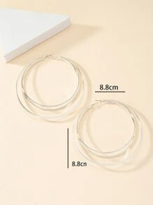 Layered Hoop Earrings - Silver - View 5