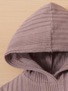 嬰兒女孩肋針編織連帽衫和打底褲