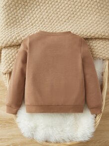 SHEIN Baby Boy Letter Graphic Sweatshirt, Casual & Minimalist, Suitable For Autumn/Winter - Apricot - View 2