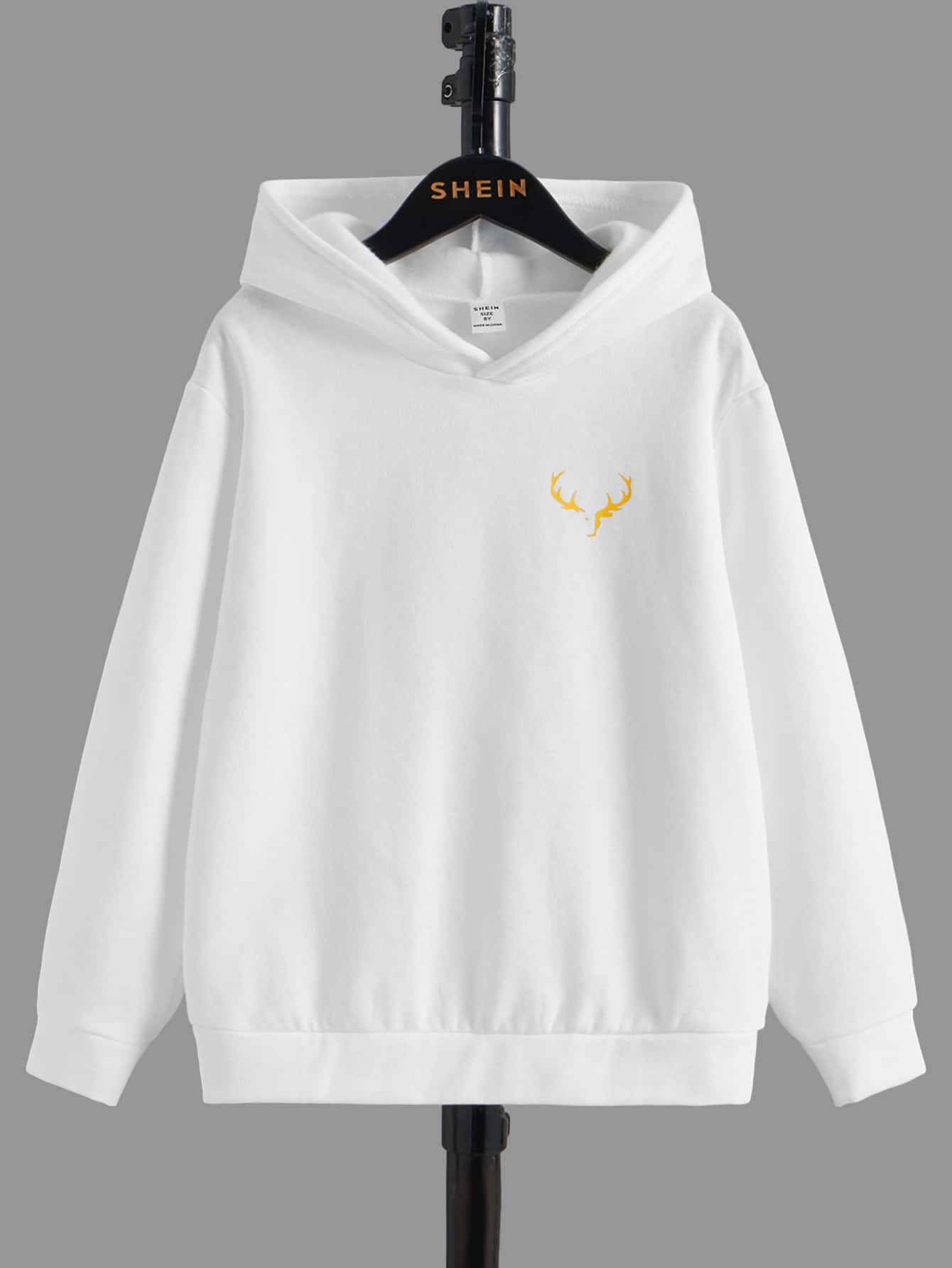 SHEIN Tween Boy Antler Print Thermal Sweatshirt - White - View 1