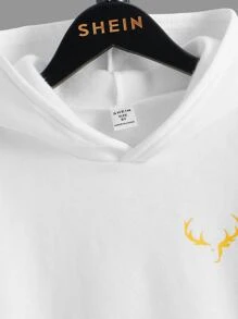 SHEIN Tween Boy Antler Print Thermal Sweatshirt - White - View 4