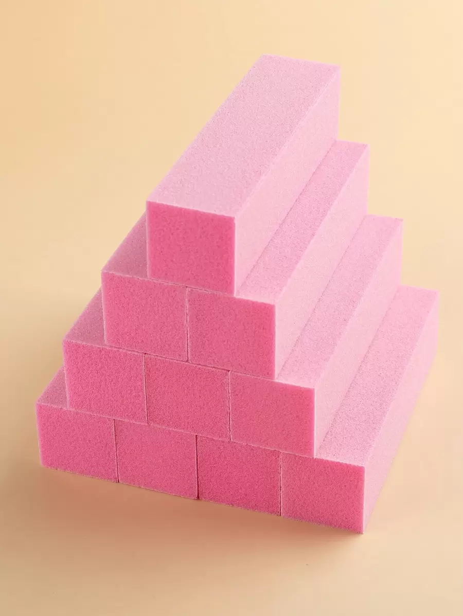 10pcs Pink Nail Buffers File Sponge Polish Nail File Rectangular Shape Manicure Sanding Nail Tool