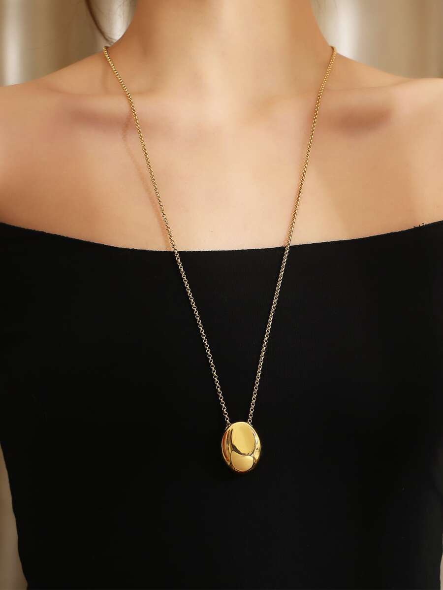 MONALLY 1 件 18K 镀金珠子吊坠项链，不锈钢毛衣链珠宝礼物，适合送给母亲/姐妹，日常佩戴