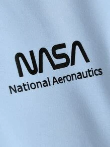 GENTILAND Oversized Men's Letter Graphic Long Sleeve Casual Sweatshirt - Baby Blue - View 3