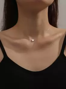 Heart Charm Necklace - Silver - View 1