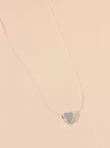 Heart Charm Necklace - Silver - View 2