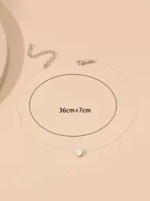 Heart Charm Necklace - Silver - View 3