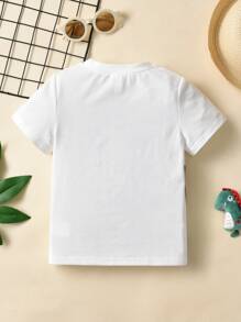 SHEIN Young Boy Cute Casual T-Shirt For Summer And Fall - White - View 2
