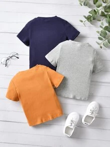 Toddler Boys 3pcs Cartoon Patched Rib-knit Tee - Multicolor - View 2