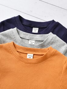 Toddler Boys 3pcs Cartoon Patched Rib-knit Tee - Multicolor - View 7