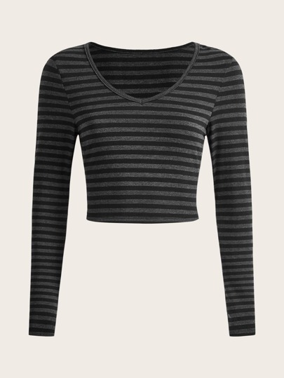 Grunge Punk Camiseta crop de rayas