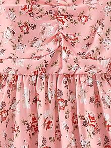 Chicas Vestido con estampado floral pecho con fruncido - Rosa - Ver 5