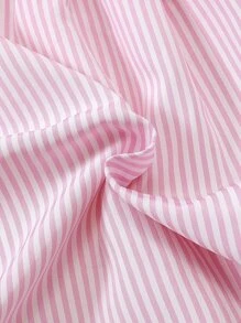 SHEIN Vintaside Kids 寶寶女孩條紋印花彩塊荷葉袖襯衫裙配飾品袋 - 彩色 - 查看 5