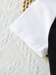 Toddler Girls Heart & Slogan Graphic Raglan Sleeve Tee - Black and White - View 4