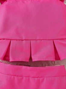 Toddler Girls Ruffle Trim Peplum Top & Pleated Skirt - Hot Pink - View 5