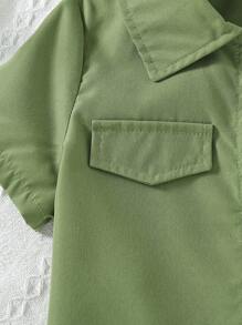 Toddler Girls Button Up Shirt & Tank Top & Shorts - Multicolor - View 4