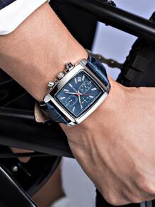 MEGIR MEGIR Đồng hồ thạch anh ngày con trỏ vuông cho nam - Màu xanh lam - Xem 2