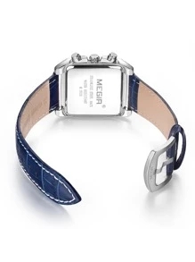 MEGIR MEGIR Đồng hồ thạch anh ngày con trỏ vuông cho nam - Màu xanh lam - Xem 5