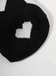 Hjärtmönster Pet Tröja - Đen và trắng - Xem 3