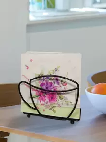 1pc Cup Design Napkin Holder - Black - View 1