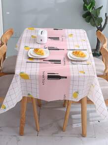 Mantel limón & con estampado de letra impermeable - Multicolor - Ver 3