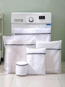 Bolsa de lavandería para lavadora de 5 piezas, bolsa de lavandería de malla fina, bolsa de sujetador de lencería grande - Blanco - Ver 1