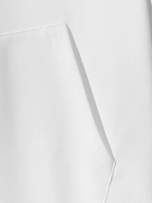 GENTILAND Men Letter Graphic Kangaroo Pocket Hoodie - White - View 3