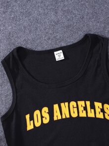 Girls Fire Print Zip Up Hoodie & Joggers & Tank Top - Black - View 4