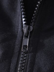 Girls Fire Print Zip Up Hoodie & Joggers & Tank Top - Black - View 6