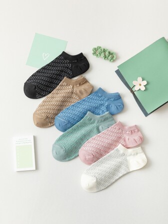 6雙鋸齒圖案短襪