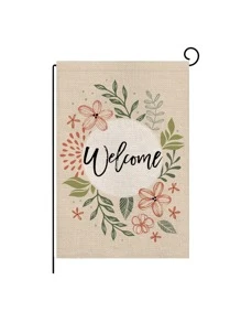 1pc Floral & Letter Graphic Garden Flag - Multicolor - View 1