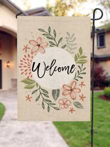 1pc Floral & Letter Graphic Garden Flag - Multicolor - View 2