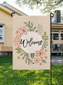 1pc Floral & Letter Graphic Garden Flag - Multicolor - View 3
